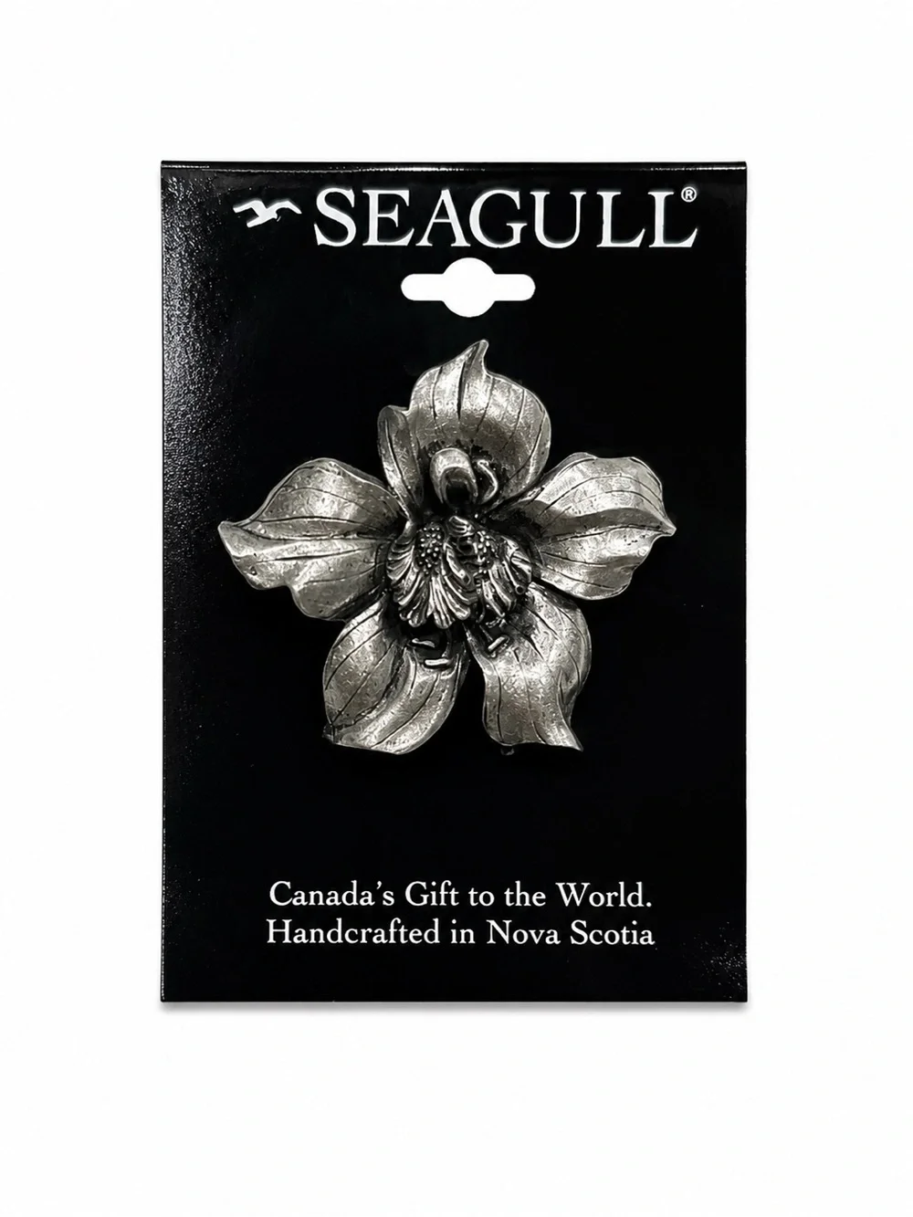 Seagull Pewter Orchid Brooch Pin Handcrafted in Nova Scotia Canada Floral